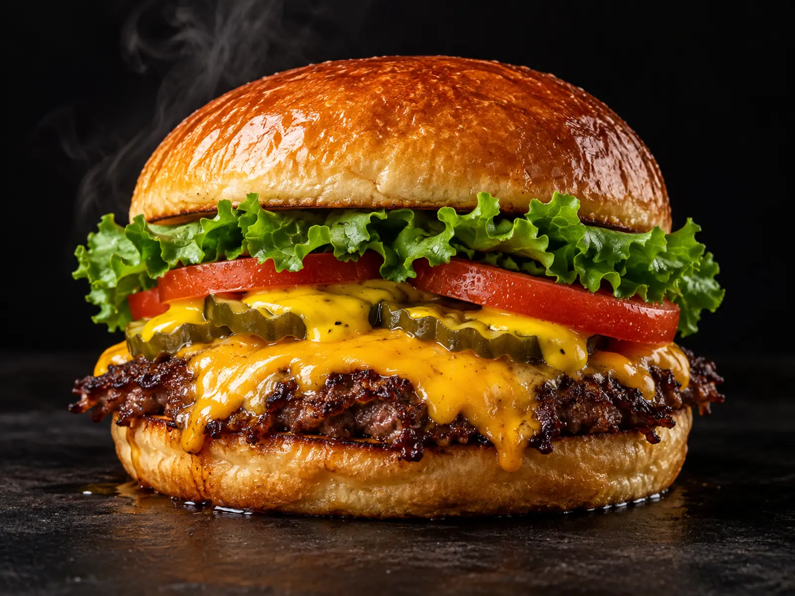 Retro smash burger sa sirom, salatom i paradajzom