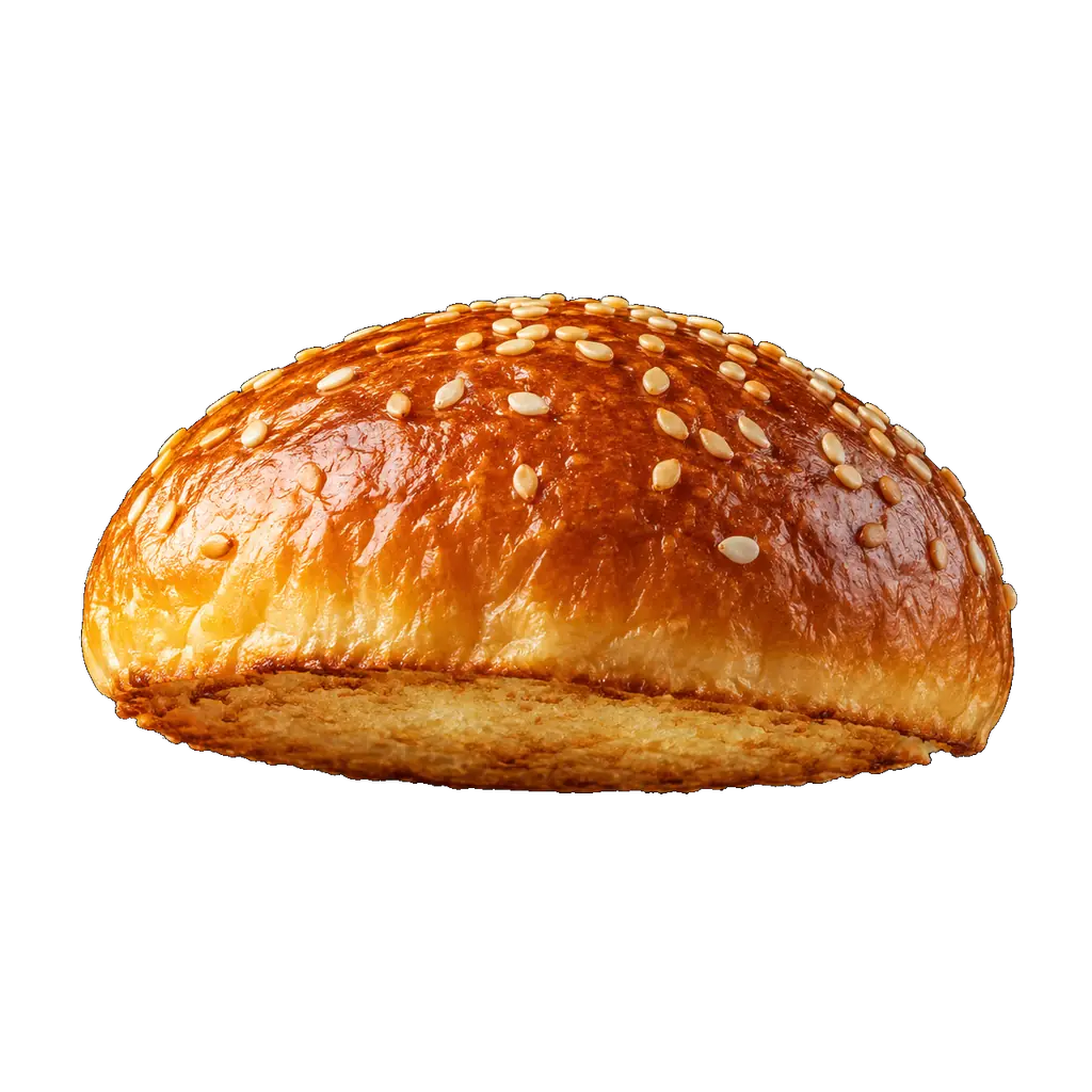 Gornja polovina zlatne burger zemičke na crnoj pozadini